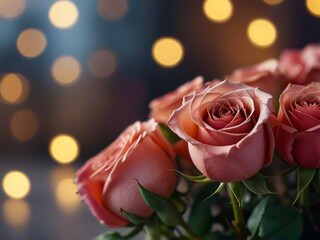 Rose flower on a bokeh background.