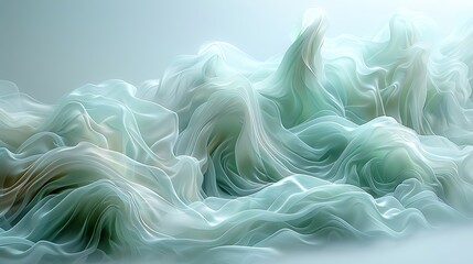 A minimalist composition focusing on the simplicity and elegance of a mint breeze, depicted with sleek, flowing lines in soft mint and aqua against a clean, white background.