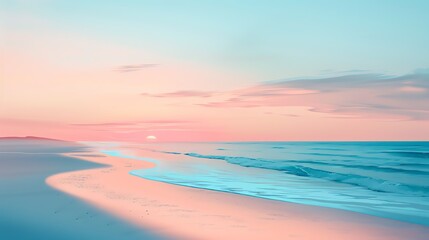 2d illustration of sunset on the beach