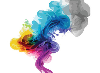 Colourful smoke texture isolated on white background