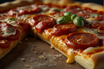 Closeup photo of a pizza