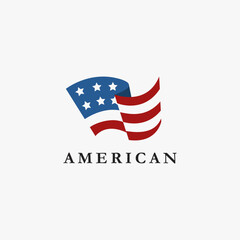 Abstract Simple United States of America flag, USA flag, American Flag Logo icon vector on white background