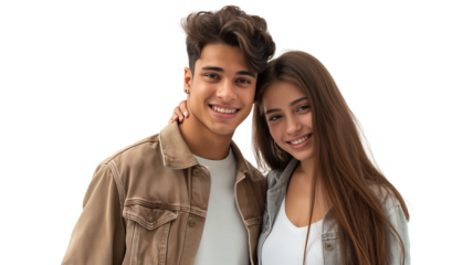 Happy Young Couple Posing Standing isolated on a transparent background