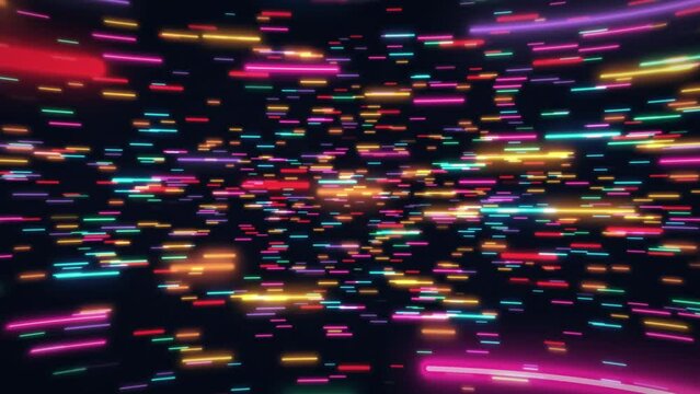 ポップでカラフルなネオンバーのアブストラクト　ループ　ゆっくり横回転