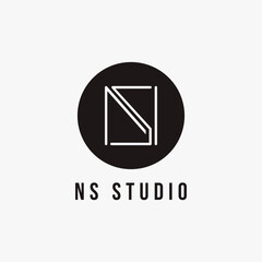 Abstract Letter N and S, NS, SN monogram logo vector icon on white background
