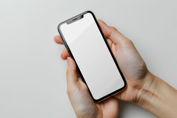 Blank Smartphone Mockup on Hand created with Generative AI