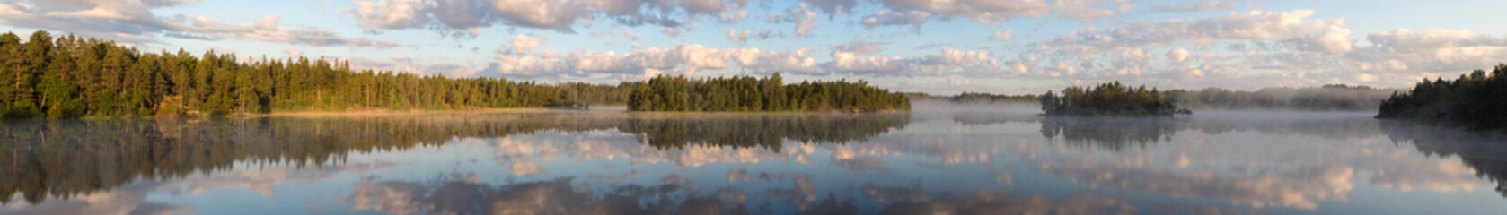 panorama with fog and clouds