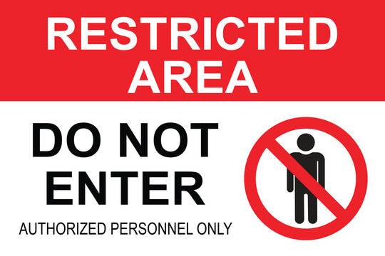 Restricted area authorized personnel only sign. printable warning sticker, banner, board. vector Illustration on red and white background.