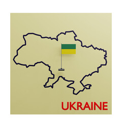 3 D illustration of ukraine map