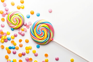 bright and colorful display of candy, featuring a large lollipop in the center