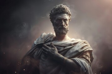 Obraz premium Abstract classic stoic ancient greek, roman sculpture. Portraying a style of historical stoicism with a cultural expression