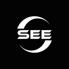 SEE logo. S E E design. White SEE letter. SEE, S E E letter logo design. Initial letter SEE letter logo set, linked circle uppercase monogram logo. S E E letter logo vector design.	
