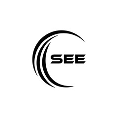 SEE logo. S E E design. White SEE letter. SEE, S E E letter logo design. Initial letter SEE letter logo set, linked circle uppercase monogram logo. S E E letter logo vector design.	
