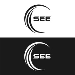 SEE logo. S E E design. White SEE letter. SEE, S E E letter logo design. Initial letter SEE letter logo set, linked circle uppercase monogram logo. S E E letter logo vector design.	
