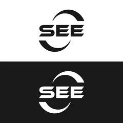 SEE logo. S E E design. White SEE letter. SEE, S E E letter logo design. Initial letter SEE letter logo set, linked circle uppercase monogram logo. S E E letter logo vector design.	
