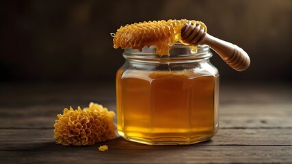 bottle of honey and spoon