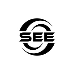 SEE logo. S E E design. White SEE letter. SEE, S E E letter logo design. Initial letter SEE letter logo set, linked circle uppercase monogram logo. S E E letter logo vector design.	
