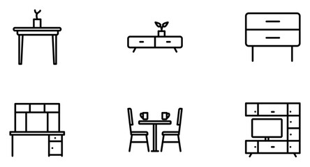 Furniture Line Icon pictogram symbol visual illustration Set