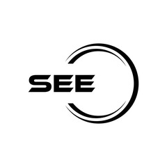 SEE logo. S E E design. White SEE letter. SEE, S E E letter logo design. Initial letter SEE letter logo set, linked circle uppercase monogram logo. S E E letter logo vector design.	
