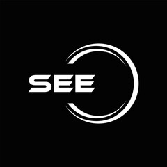 SEE logo. S E E design. White SEE letter. SEE, S E E letter logo design. Initial letter SEE letter logo set, linked circle uppercase monogram logo. S E E letter logo vector design.	
