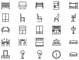 Furniture Line Icon pictogram symbol visual illustration Set