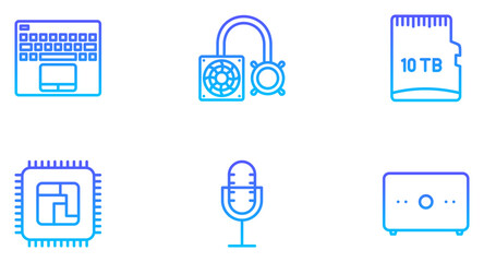 Computer Hardware Line Gradient Icon pictogram symbol visual illustration Set