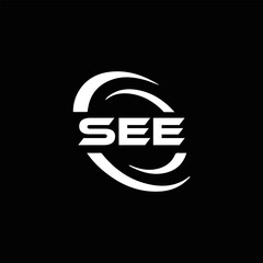 SEE logo. S E E design. White SEE letter. SEE, S E E letter logo design. Initial letter SEE letter logo set, linked circle uppercase monogram logo. S E E letter logo vector design.	
