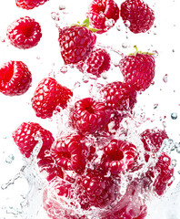 Photography a dynamic and visually captivating Raspberry many piece featuring a splash of your...