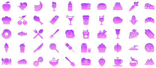 Food & Drinks Glyph Gradient Icon pictogram symbol visual illustration Set