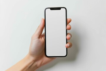 Blank Smartphone Mockup on Hand created with Generative AI