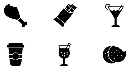 Food & Drinks Glyph Icon pictogram symbol visual illustration Set