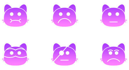 Fototapeta premium Cat Smiley Glyph Icon Smiley Face Emoji pictogram symbol visual illustration Set