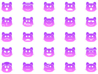 Cat Smiley Glyph Icon Smiley Face Emoji pictogram symbol visual illustration Set