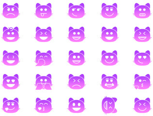 Cat Smiley Glyph Icon Smiley Face Emoji pictogram symbol visual illustration Set