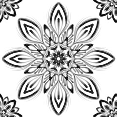 Fototapeta premium black and white flower seamless abstract pattern background fabric fashion design print wrapping paper digital illustration art texture textile wallpaper apparel image 