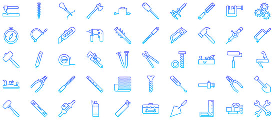 Hand Tools Line Gradient Icon pictogram symbol visual illustration Set