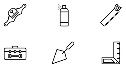 Hand Tools Line Icon pictogram symbol visual illustration Set