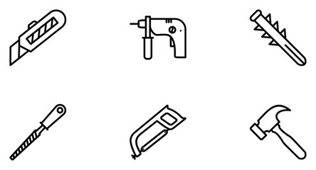 Fototapeta premium Hand Tools Line Icon pictogram symbol visual illustration Set