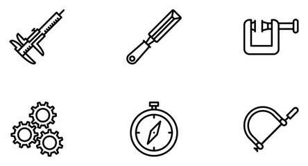 Hand Tools Line Icon pictogram symbol visual illustration Set
