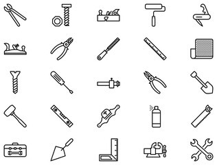 Hand Tools Line Icon pictogram symbol visual illustration Set