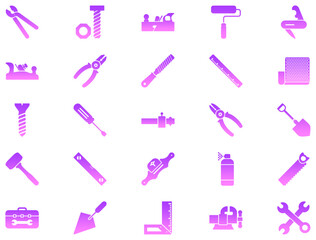 
Hand Tools Glyph Gradient Icon pictogram symbol visual illustration Set
