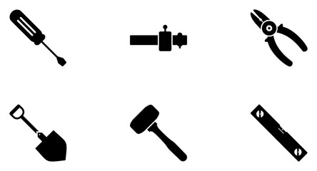 Hand Tools Glyph icon pictogram symbol visual illustration Set