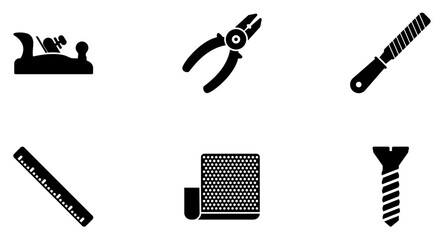 Hand Tools Glyph icon pictogram symbol visual illustration Set