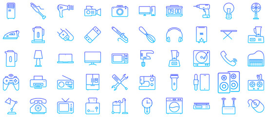 Electronics Line Gradient icon pictogram symbol visual illustration Set