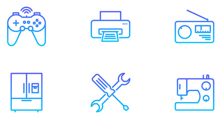Electronics Line Gradient icon pictogram symbol visual illustration Set