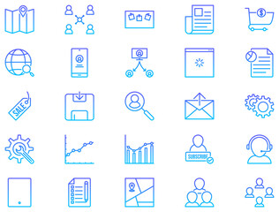 Admin Dashboard Line Gradient icon pictogram symbol visual illustration Set

