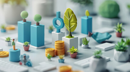 3D Flat icon as Investment Manager Directing Growth Funds concept as An investment manager directs growth funds into promising sectors strategically investing to maximize returns a