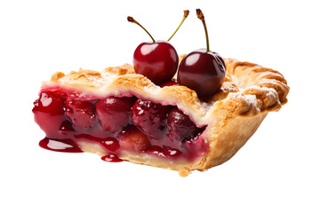A delicious and juicy cherry pie, perfect for a summer picnic or dessert, transparent background