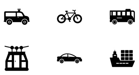 Transportation Glyph icon pictogram symbol visual illustration Set