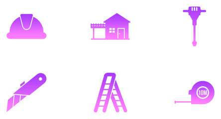 Construction Glyph Icon pictogram symbol visual illustration Set